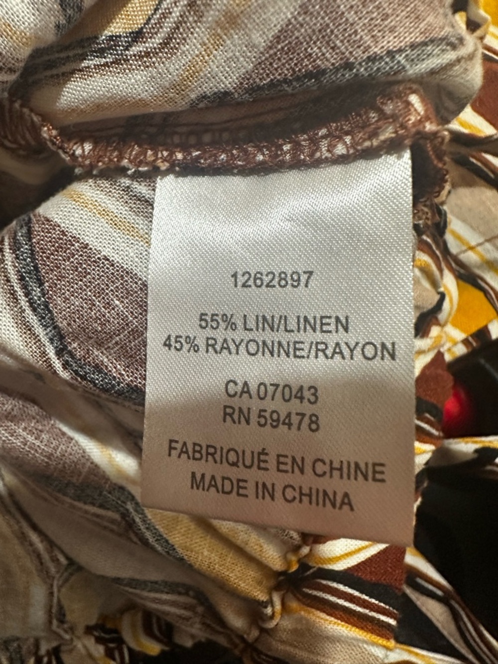 New RACHEL Rachel Roy Yellow and Brown Geometric Wrap Linen Top Tie Waist S NWOT - Picture 5 of 8